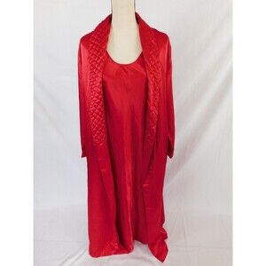 Vintage 90s/Y2K Oscar De La Renta Regency Core Satin Quilt Robe Nightgown Set S